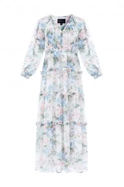 Needle & Thread Holding LTD Rose Fairytale Chiffon V-Neck Day Ankle Gown