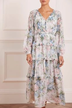 Needle & Thread Holding LTD Rose Fairytale Chiffon V-Neck Day Ankle Gown