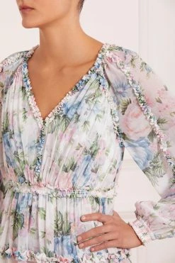 Needle & Thread Holding LTD Rose Fairytale Chiffon V-Neck Day Ankle Gown