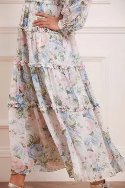 Needle & Thread Holding LTD Rose Fairytale Chiffon V-Neck Day Ankle Gown