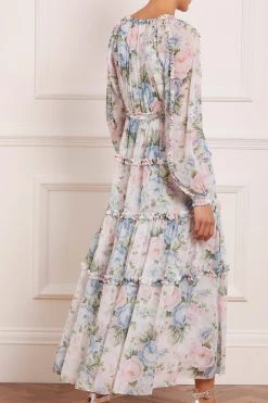 Needle & Thread Holding LTD Rose Fairytale Chiffon V-Neck Day Ankle Gown