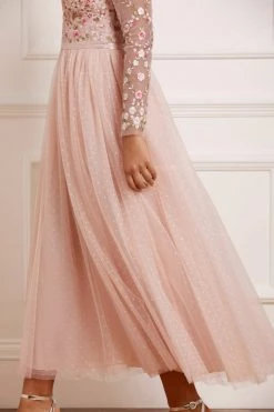 Needle & Thread Holding LTD Rosie Lace Bodice Long Sleeve V-Neck Ankle Gown