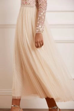 Needle & Thread Holding LTD Rosie Lace Bodice Long Sleeve V-Neck Ankle Gown All - Womenswear