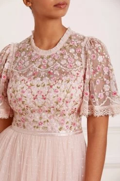 Needle & Thread Holding LTD Rosie Lace Bodice Short Sleeve Round Neck Ballerina Dress All - Womenswear