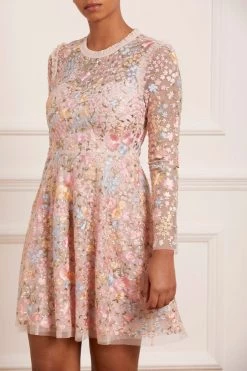 Needle & Thread Holding LTD Secret Garden Long Sleeve Micro Mini Dress