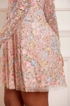 Needle & Thread Holding LTD Secret Garden Long Sleeve Micro Mini Dress