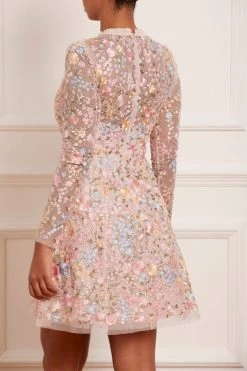 Needle & Thread Holding LTD Secret Garden Long Sleeve Micro Mini Dress