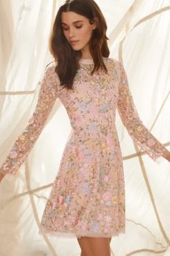 Needle & Thread Holding LTD Secret Garden Long Sleeve Micro Mini Dress