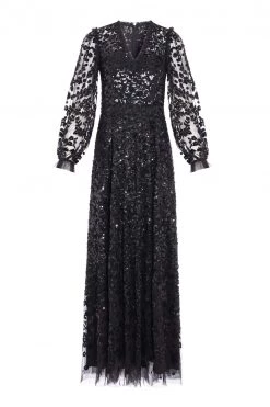Needle & Thread Holding LTD All - Womenswear Seren Long Sleeve V-Neck Gown