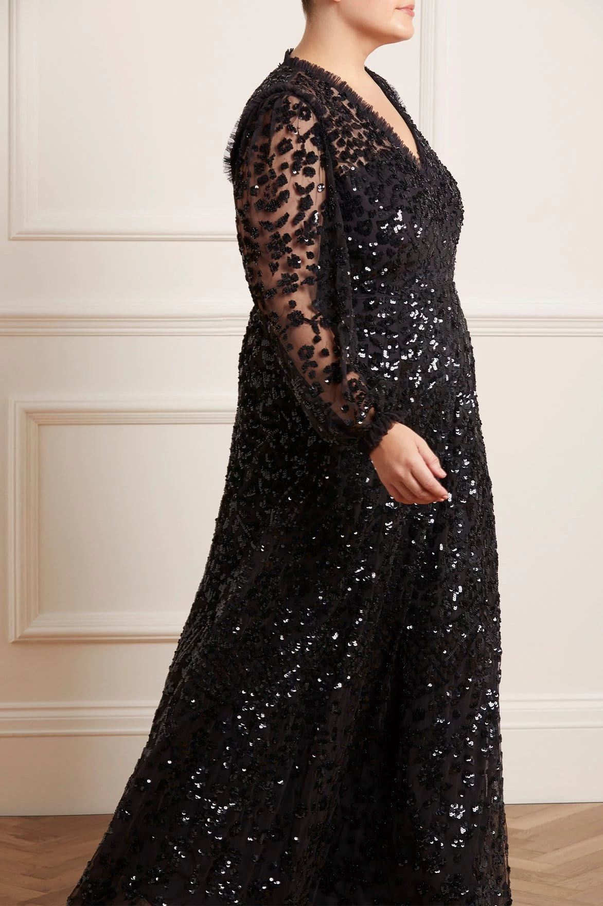 Needle & Thread Holding LTD All - Womenswear Seren Long Sleeve V-Neck Gown 4 Needle & Thread Holding LTD All - Womenswear Seren Long Sleeve V-Neck Gown