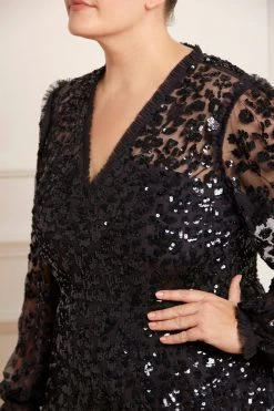 Needle & Thread Holding LTD All - Womenswear Seren Long Sleeve V-Neck Gown 13 Needle & Thread Holding LTD All - Womenswear Seren Long Sleeve V-Neck Gown