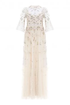 Needle & Thread Holding LTD Shimmer Ditsy Long Sleeve Gown