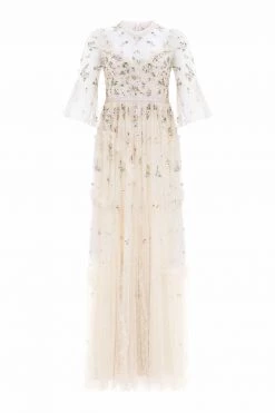 Needle & Thread Holding LTD Shimmer Ditsy Long Sleeve Gown