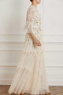 Needle & Thread Holding LTD Shimmer Ditsy Long Sleeve Gown