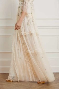 Needle & Thread Holding LTD Shimmer Ditsy Long Sleeve Gown