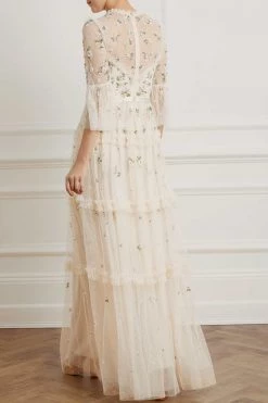 Needle & Thread Holding LTD Shimmer Ditsy Long Sleeve Gown