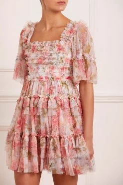 Needle & Thread Holding LTD Summer Song Peaches Smocked Micro Mini Dress All - Womenswear