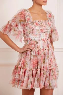 Needle & Thread Holding LTD Summer Song Peaches Smocked Micro Mini Dress All - Womenswear