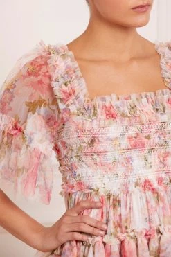 Needle & Thread Holding LTD Summer Song Peaches Smocked Micro Mini Dress All - Womenswear