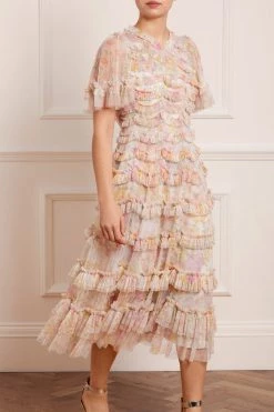 Needle & Thread Holding LTD Sunrise Bloom Ruffle Short Sleeve Ballerina Dress All - Womenswear