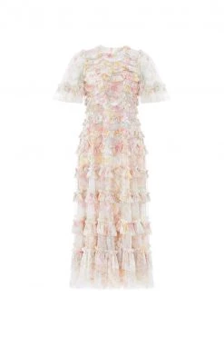 Needle & Thread Holding LTD Sunrise Bloom Ruffle Short Sleeve Ballerina Dress All - Womenswear