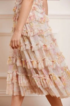 Needle & Thread Holding LTD Sunrise Bloom Ruffle Short Sleeve Ballerina Dress All - Womenswear