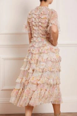 Needle & Thread Holding LTD Sunrise Bloom Ruffle Short Sleeve Ballerina Dress All - Womenswear