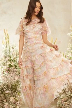 Needle & Thread Holding LTD All - Womenswear Sunrise Bloom Ruffle Short Sleeve Gown
