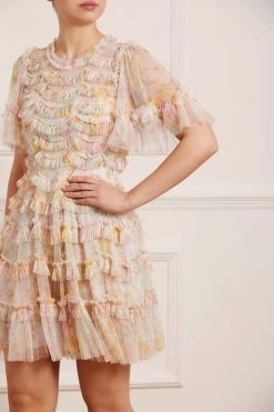 Needle & Thread Holding LTD Sunrise Bloom Ruffle Short Sleeve Mini Dress All - Womenswear