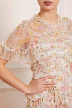 Needle & Thread Holding LTD Sunrise Bloom Ruffle Short Sleeve Mini Dress All - Womenswear