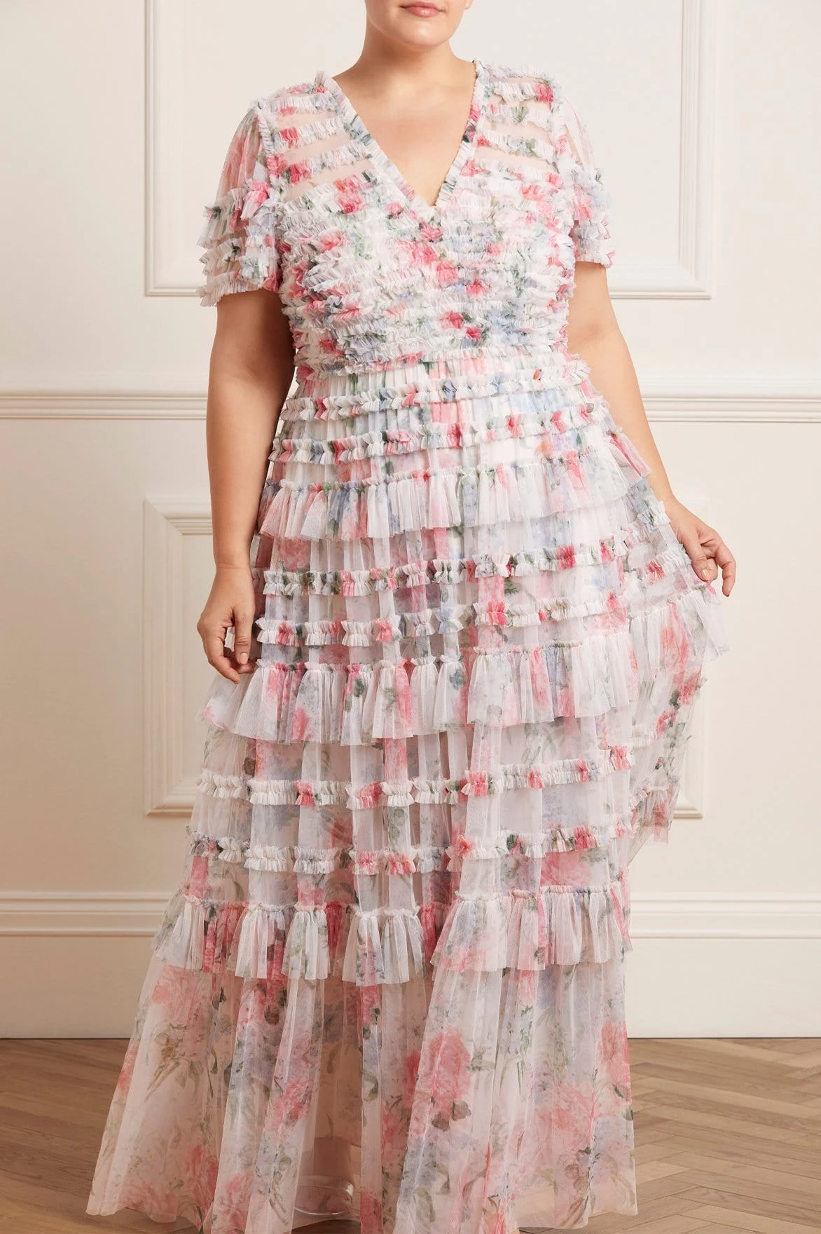 Needle & Thread Holding LTD Sweet Posy V-Neck Ruffle Gown 1 Needle & Thread Holding LTD Sweet Posy V-Neck Ruffle Gown