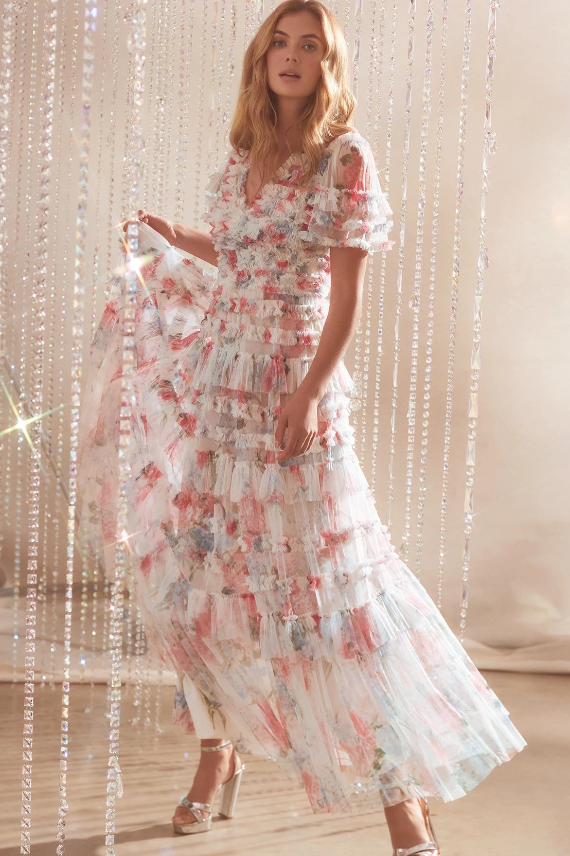 Needle & Thread Holding LTD Sweet Posy V-Neck Ruffle Gown 8 Needle & Thread Holding LTD Sweet Posy V-Neck Ruffle Gown