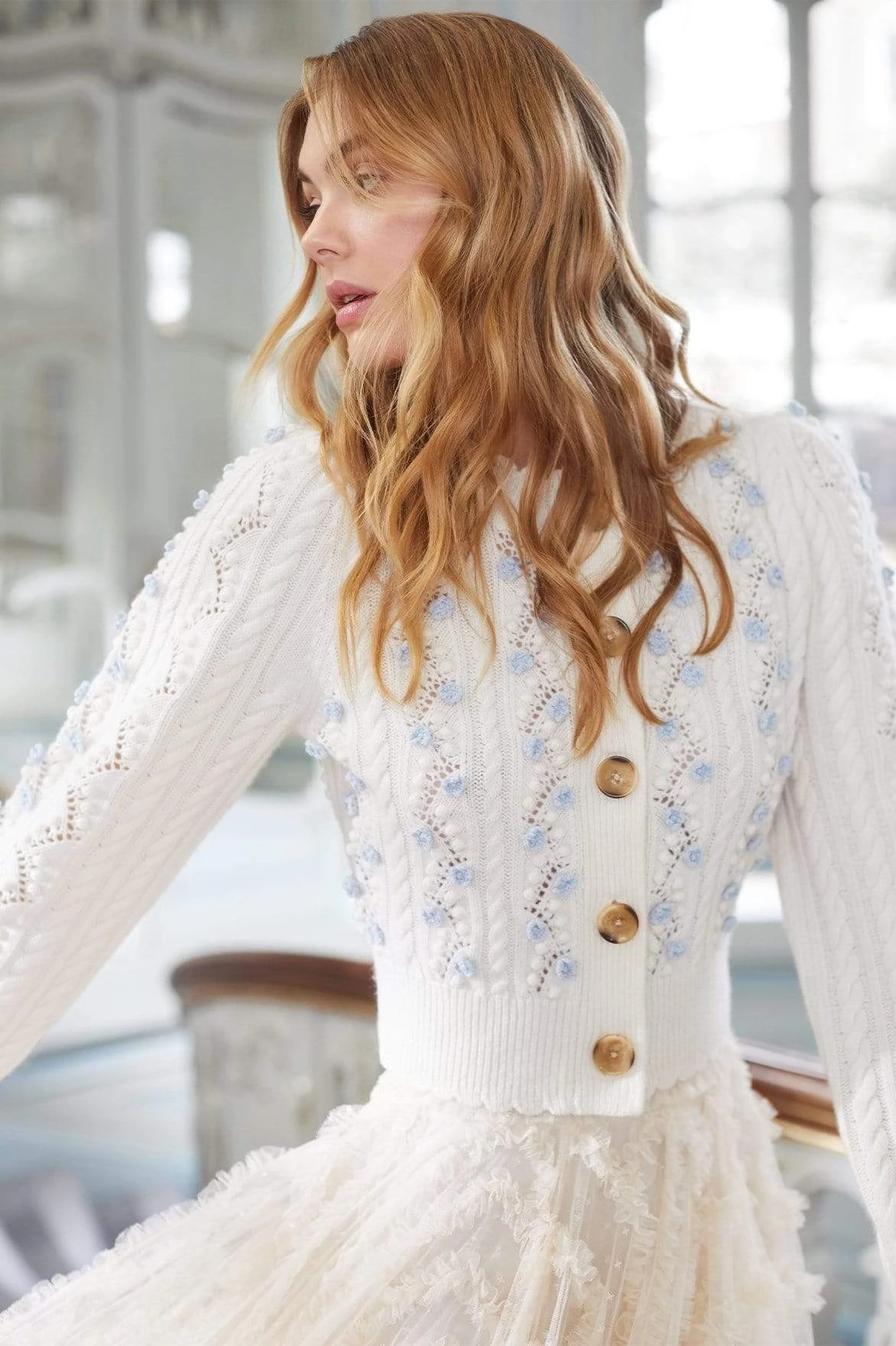 Needle & Thread Holding LTD Trailing Flowers Short Cardigan 1 Needle & Thread Holding LTD Trailing Flowers Short Cardigan