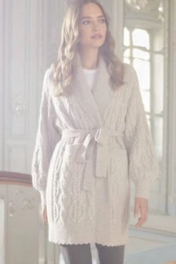 Needle & Thread Holding LTD Twisted Cable Knee Length Cardigan All - Womenswear