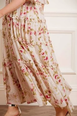 Needle & Thread Holding LTD Waltzing Blooms Cotton Smocked Ankle Gown