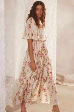 Needle & Thread Holding LTD Waltzing Blooms Cotton Smocked Ankle Gown