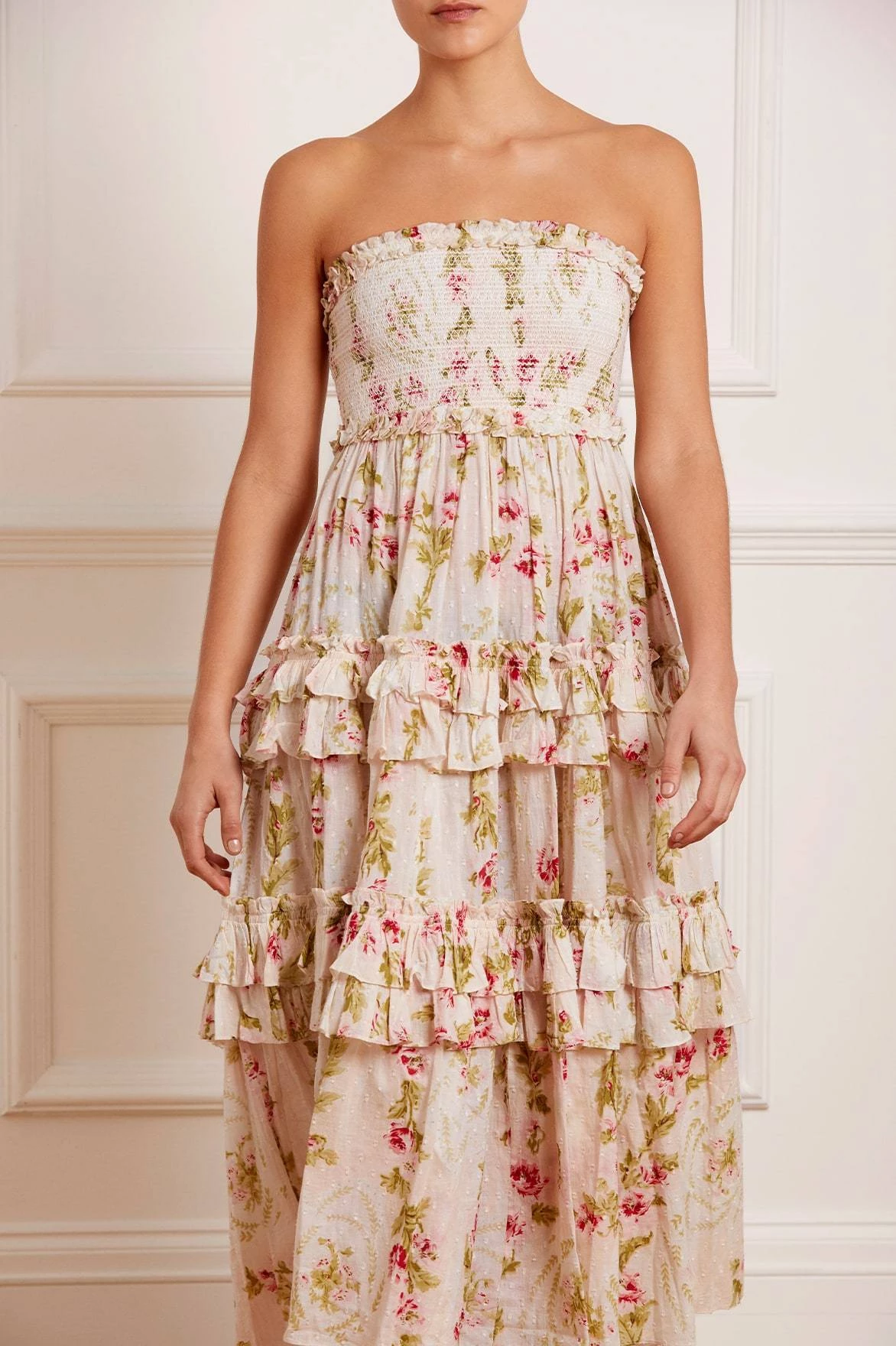 Needle & Thread Holding LTD All - Womenswear Waltzing Blooms Cotton Smocked Bandeau Ballerina Dress 3 Needle & Thread Holding LTD All - Womenswear Waltzing Blooms Cotton Smocked Bandeau Ballerina Dress