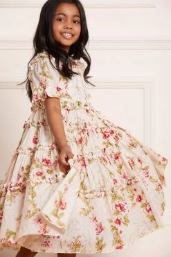 Needle & Thread Holding LTD Waltzing Blooms Cotton Smocked Kids Dress