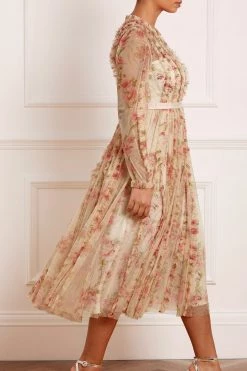 Needle & Thread Holding LTD Waltzing Blooms Garden Round Neck Ballerina Dress