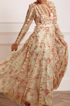 Needle & Thread Holding LTD Waltzing Blooms Garden Round Neck Gown