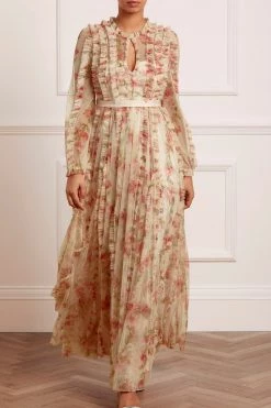 Needle & Thread Holding LTD Waltzing Blooms Garden Round Neck Gown