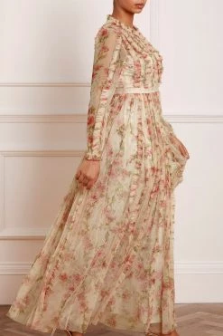 Needle & Thread Holding LTD Waltzing Blooms Garden Round Neck Gown