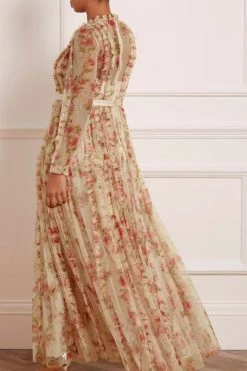 Needle & Thread Holding LTD Waltzing Blooms Garden Round Neck Gown