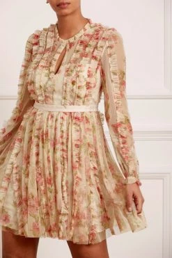 Needle & Thread Holding LTD Waltzing Blooms Round Neck Micro Mini Dress All - Womenswear