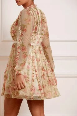 Needle & Thread Holding LTD Waltzing Blooms Round Neck Micro Mini Dress All - Womenswear