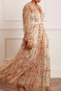 Needle & Thread Holding LTD All - Womenswear Waltzing Blooms Garden V-Neck Gown